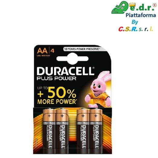 Duracell Plus Power 4 Batterie Stilo Aa 1,5V Alcaline