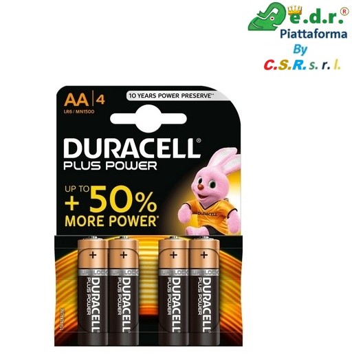 Duracell Plus Power 4 Batterie Mini Stilo Aa 1,5V Alcaline