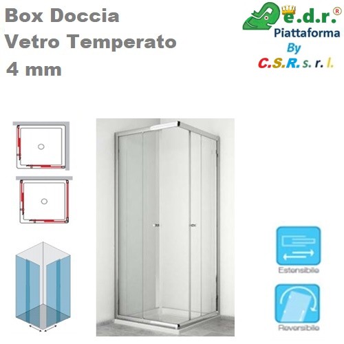 Box Doccia Slim4 Retto 70 Frof. Cromo Vetro Trasparente