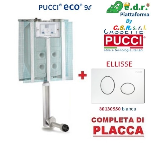 Kit Da 3 Pz Cassetta Eco Incasso New M Con Placca Ellisse Bianca  P-0550