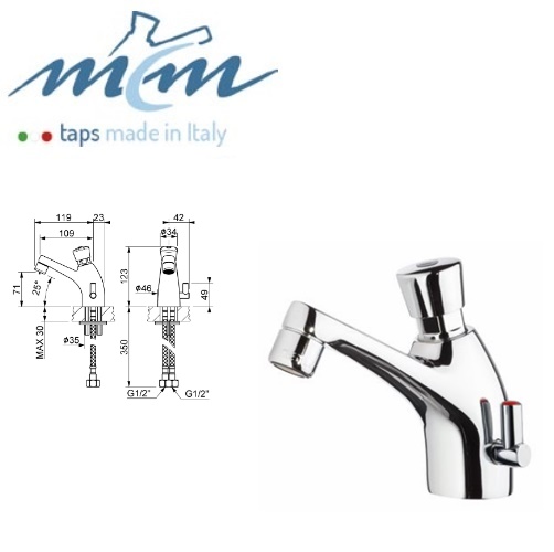 Miscelatore lavabo temporizzato Self-closing basin mixer Mitigeur lavabo temporisé. Art. 9007