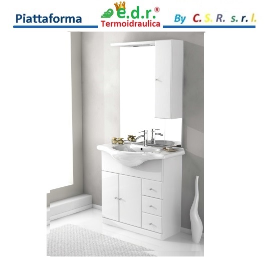 Mobile Leo 85 Bianco
Comp. 54262 Base 80
Comp. 50101 Lavabo Int. 80X50
Comp. 34105 Sp. Clara 80X103
Comp. 84316 Tettino Con Led
Comp. 44490 Pensile Leo Dx Sx 00137