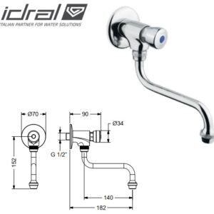 Rub A Puls Da Parete C/Arresto A Temporizzato Pre-Regolato 1/2 - 15 Sec.  08000/E