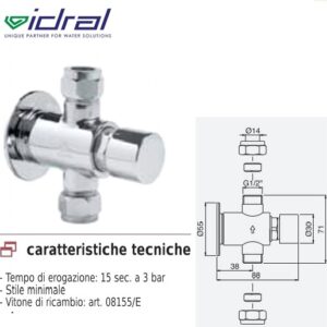 Rubinetto Doccia Esterno A Parete Temporizzato 15 Secondi  08130\E