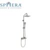 Colonna doccia in acciaio cromato Ø 24 mm con cursore in abs, regolabile in altezza e
orientabile, con deviatore miscelatore MX1E, soffione in acciaio 200X200 mm LISBONA
E",doccia GIADA DC5207, flessibile cm 150 doppia aggraffatura