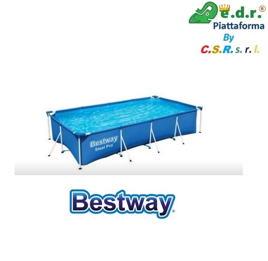 Piscina Steel Pro Frame Rettangolare Cm. 400X211X81, Cap. 5.700 Lt. Predisposta Per Pompa Filtro 56405