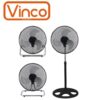 Ventilatore 3 in 1 Vinco Piantana Tavolo Parete: piantana Vinco altezza regolabile fino a cm. 160 ? 90W ? diametro pale cm. 45 ? 3 velocit? ? oscillazione ? parte superiore con supporto per appoggio da tavolo o installazione fissa a parete ? colore nero ? base tonda  70718
