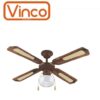 Ventilatore da soffitto Vinco ? design classico ? 55W ? diametro pale cm. 107 ? 3 velocit? ? funzione estate/inverno ? con lampada da 60W ? predisposizione telecomando ? colore legno scuro pale bicolore legno scuro/crema  70919