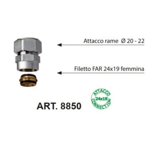 Kit A Compressione Tubo Rame Con Calotta 24-19 D. 22  8850G2230