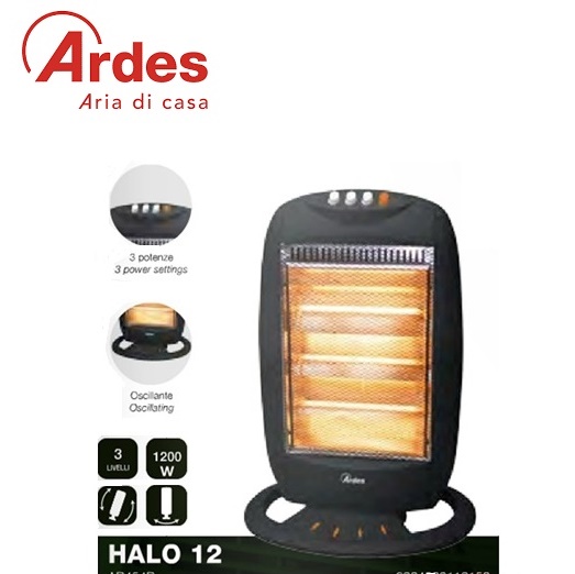 Stufa Alogena Con 3 Elementi Riscaldanti, Nera AR454B