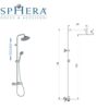 Colonna doccia fissa in acciaio cromato ? 22 mm con cursore in abs
e supporto scorrevole, miscelatore con deviatore incorporato
MX3C, completa di soffione CHELSEA SD3922 ?200 mm, doccia
ALISSO DC5066, flessibile cm 150 D/A  C14-MX3C