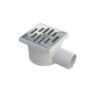 Chiusino orientabile sifonato in PP grigio con scarico laterale  15X15 USCITA D. 40 GRIGLIA INOX CHL15/40NX