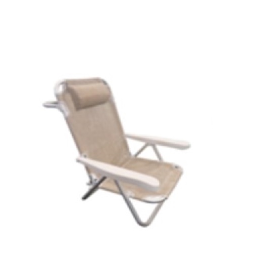 Spiaggina "Confort" In Alluminio Diam. 22 Reclinabile 5 Posizioni Con Supporto Posteriore Cm. 53X61X81H - Textilene Ecru Melange HU-074