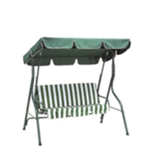 Dondolo 3 Posti "Basic" Cm. 170X110X153H Tubi In Ferro Diam. 38 Verniciati A Polvere Verde Cuscino Righe Bianco Verde Opertura In Poliestere 140 Gr. / Mq. Verde JN-001