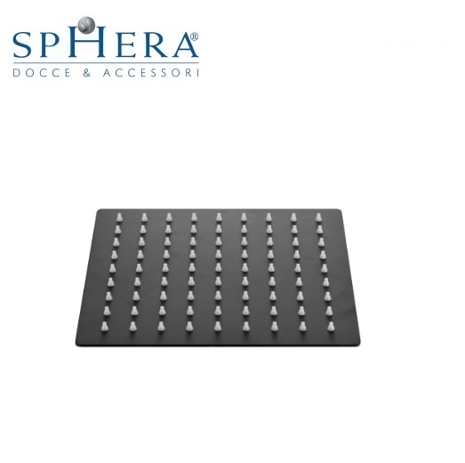 Soffione Lisbona Quadrato In Acciaio Ultrasottile Con Anticalcare 20X20 Attacco 1/2 F Con Snodo Nero Opaco SD342NO