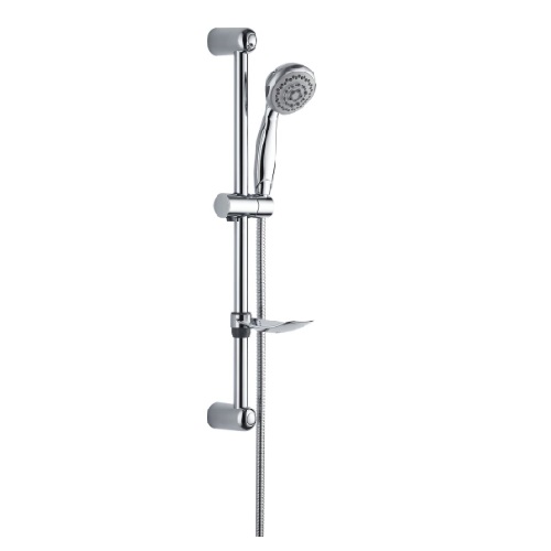 Saliscendi ? 25 mm lunghezza 60 cm con supporti fissi cursore abs cm completo di doccia KIT MARINE, portasapone, flessibile 150 cm D/A e distanziale per piastrelle SL5KI43T1CR