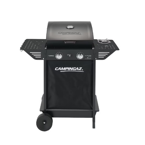 Campingaz Xpert 100 LS Plus Barbecue a gas, con pietra vulcanica, 2 bruciatori e coperchio con termometro, 2 vassoi laterali pieghevoli, 1 Fornello Laterale - 2190460