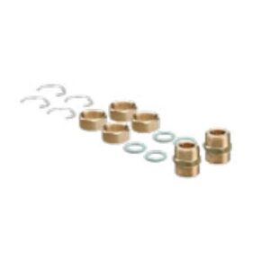 SET COLLEGAMENTO (4 DADI+ 4 GUARNIZIONI PIANE + 4 ANELLI + 2 NIPPLI) TUBO INOX DN16 X 3/4"