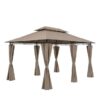 Gazebo "Kassy" Mt. 3X4X2,6H Tubo D'Acciaio Diam. Mm. 48 Ecru Copertura In Poliestere 180 Gr. / Mq.Con 4 Fianchi In Poliestere  YA-004