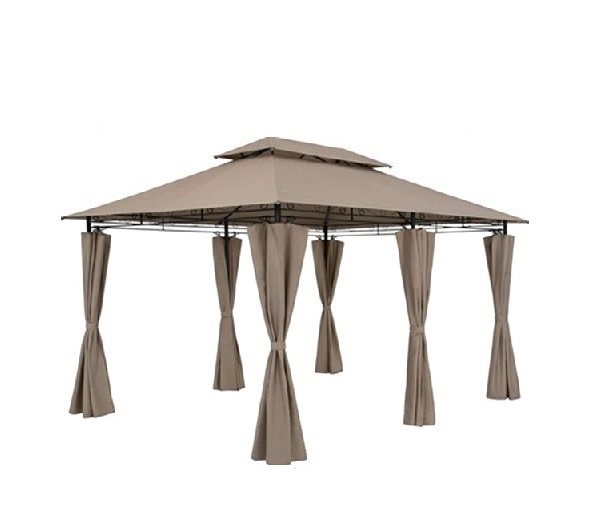 Gazebo "Kassy" Mt. 3X4X2,6H Tubo D'Acciaio Diam. Mm. 48 Ecru Copertura In Poliestere 180 Gr. / Mq.Con 4 Fianchi In Poliestere YA-004