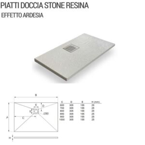 Piatto Doccia Stone Resina Effetto Ardesia 1000X1700 Cod. 2100