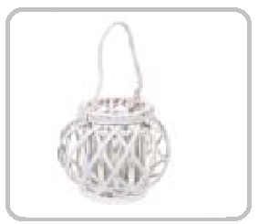 P/Candela Lanterna Rattan B.Co Cm. 22X21  3859010