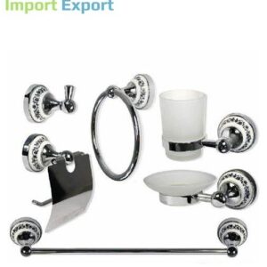 Set Accessori Bagno8 pz cromo con finitureporcellana BLU  52438