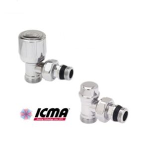 Valvola & Detentore Cromo Lucido Coppia 930+932 Uscita 1/2" Attacco 22-24X1,5  80930GC07