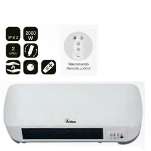 Termoventilatore Ceramico Murale, Display Led, Con Telecomando. Potenza 2000W  AR4W01