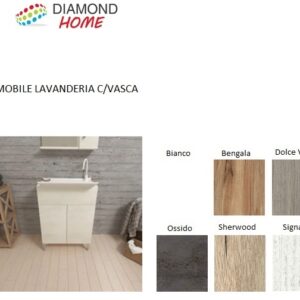 Lavatoio in Nobilitato da 18 mm Con strofinatio in Plastica E ante chiusura Soft cm. 60x50 Ossido