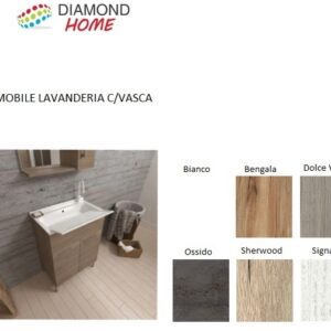 Lavatoio in Nobilitato da 18 mm Con strofinatio in Plastica E ante chiusura Soft cm. 80X50 Bengala