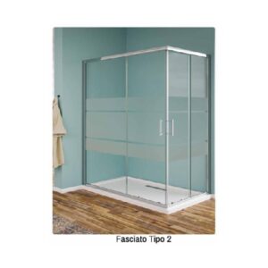 Box Strass Angolo 80X120  Vetro Fascia Tipo 2 Prof. Cromo