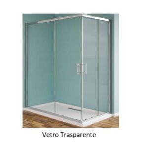 Box Strass Angolo 90X90  Vetro Trasparente Prof. Cromo  BS900218