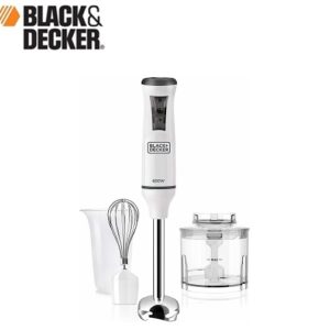 Frullatore A Immersione Black & Decker, 600 W, Acciaio Inox, Bianco Con Accessori  BXHBA600E