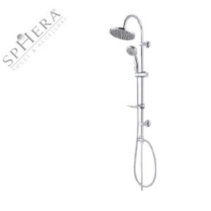 Colonna doccia CL2119 in acciaio con soffione Chelsea, doccino e supporti a muro