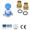 Contatore Asciutto D. 3/4"Getto Unico Competo di Coperchio e Raccordi Cod. CAUG