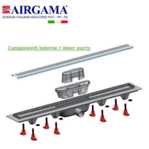 Canalina Doccia Sifonata 400X40 In Pp Grigio Piastrellabile Con Scarico Laterale E Griglia Inox  CDP390NX40