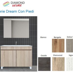 Mobile Dream 100 Appoggio 2 Ante Bianco Signal C/Specchio 100X80 E Lavabo  DREAM10APPSI