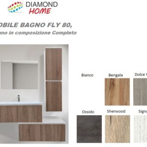 Mobile Bagno Fly 80 Bianco Ossido C/Specchio E Lavabo  FLY80OS