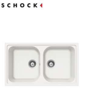 Lavello Lithos Incasso 860 X 500 - Bianco Alpina 2 Vasche - Granito - Schock  LITN200A07N