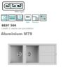 Lavello Best 116X500 Mm 2 Vasche Piu' Goccialatoio Aluminium M79  LMB50079