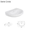 Lavabo Civita 605x460x175 mmin Ceramica Bianco Lucido  LUPB60