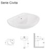 Lavabo Civita 650x552x190 mm in Ceramica Bianco Lucido  LUPB65