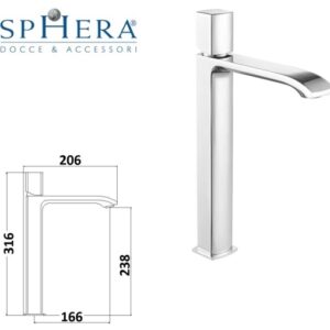 Miscelatore lavabo alto in ottone composto da:
piletta click clack 1" 1/4 con troppo pieno
flessibili 3/8" F
kit di fissaggio  MXLHMC21CCR