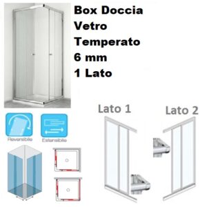Lato Box Strass Angolo 80   Zx Vetro Temperato 6 Mm Trasparente  PBS800218