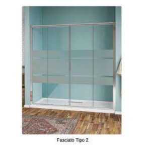 Porta Doccia Strass 2 Ante Scorrevoli 170 Vetro Tipo Fascia 2 Prof. Cromo