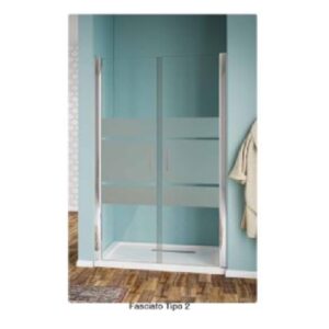 Porta Doccia Strass 2 Ante 80 Vetro Tipo Fascia 2 Prof. Cromo Serie Basculante Tipo Saloon