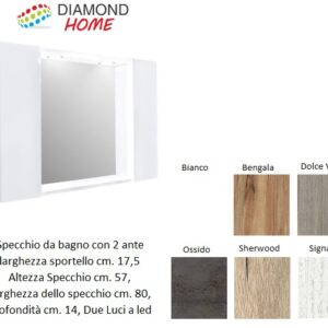 Specchiera Smile Da 80 Cm Con 2 Anta Bengala  SMILE80BE