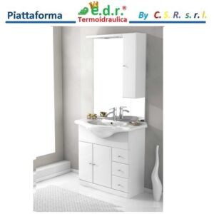 Mobile Leo 85 Bianco 
Comp. 54262 Base 80
Comp. 50101 Lavabo Int. 80X50
Comp. 34105 Sp. Clara 80X103
Comp. 84316 Tettino Con Led 
Comp. 44490 Pensile Leo Dx Sx  00137