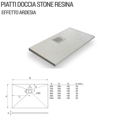 Piatto Doccia Stone Resina Effetto Ardesia 100